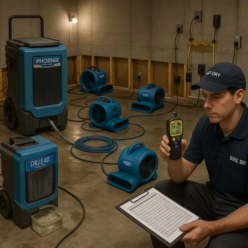 Structural Drying and Dehumidification process in Hollis, OK